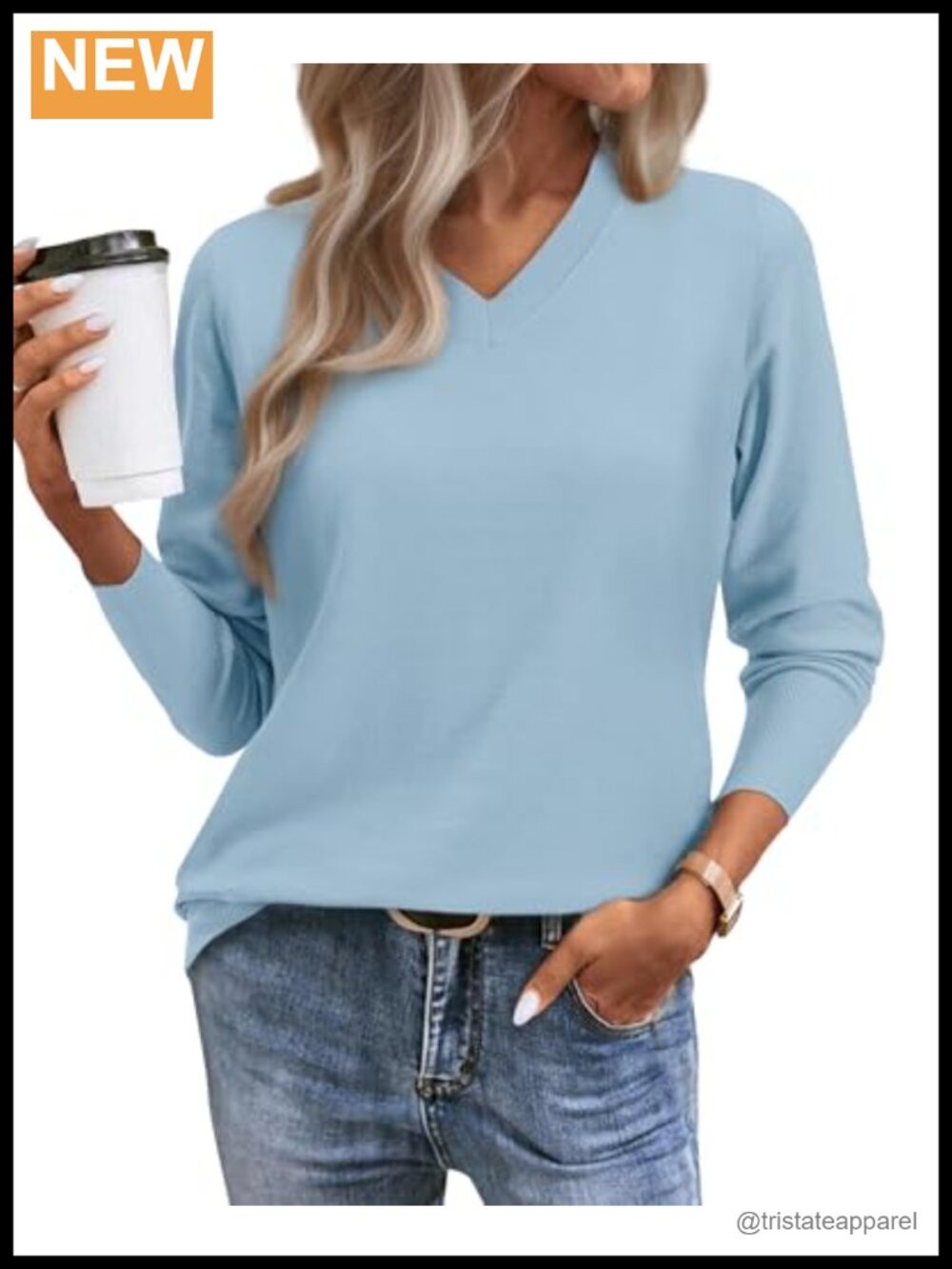 Women's Casual Long Sleeve V-Neck Lightweight Pullover Sweater